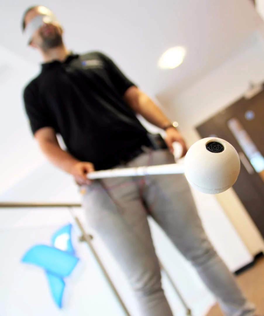 The cane uses parking sensor tech to help the user avoid obstacles