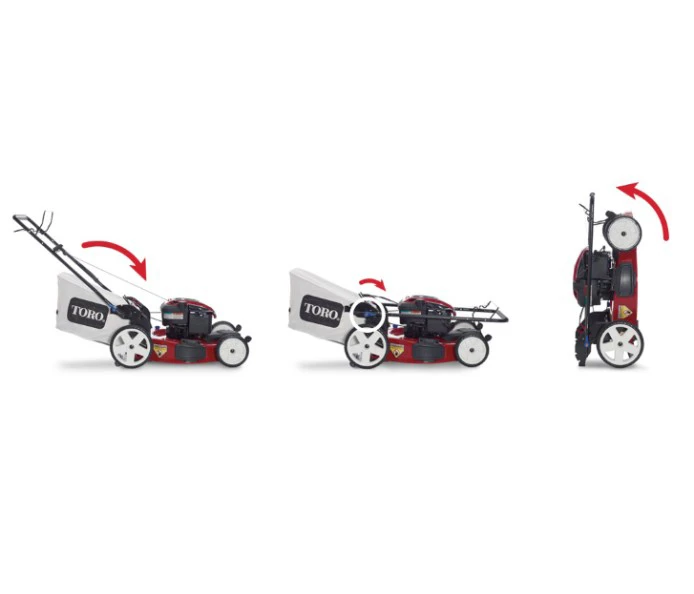 Enabling the mower to be stored vertically, potentially reshaping the floor plan of countless backyard storage sheds, is a patented technology the company calls Mow 'N' Stow
