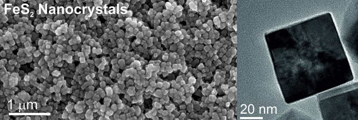 Electronmicroscope image of Pyrite nanocrystals