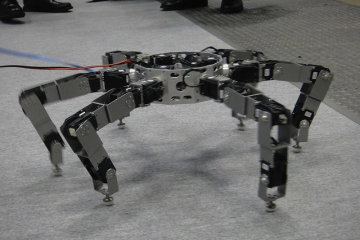 The six limbs, symmetrically spaced at 60-degree intervals around its body, give the Asterisk robot its name