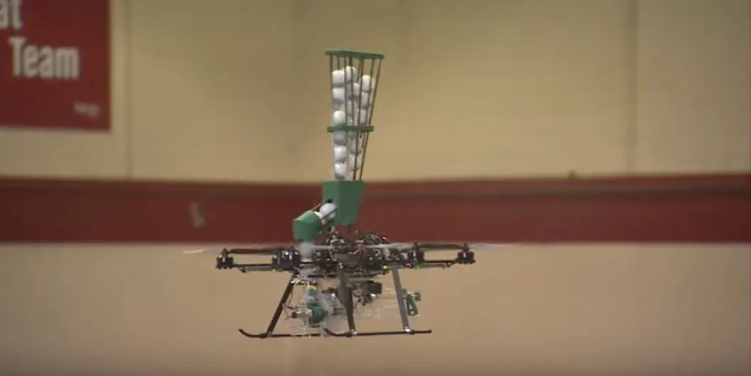 The fire-starting drone during an indoor test