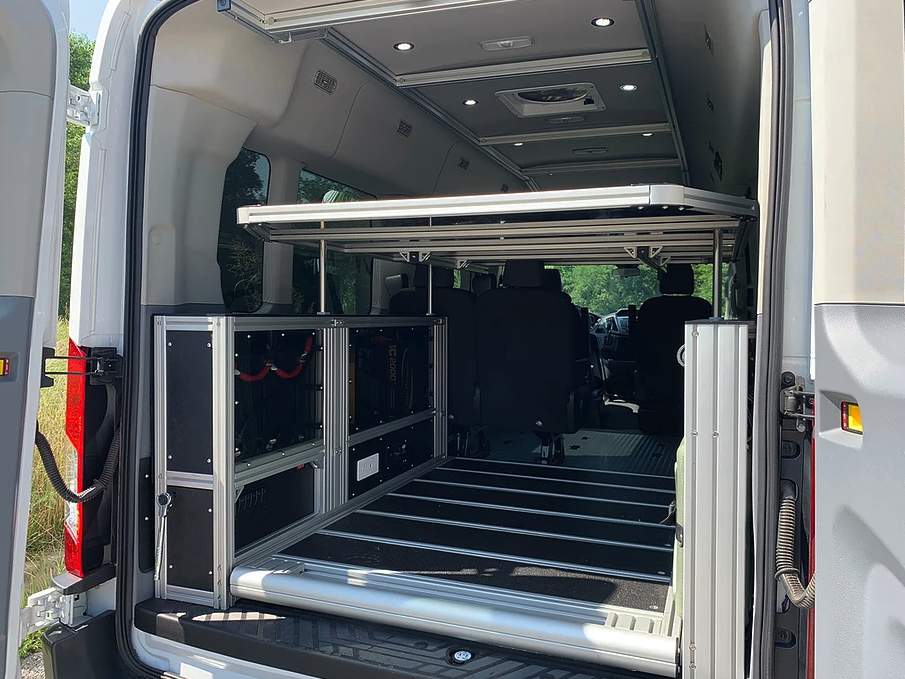 The bed lifts up over cargo