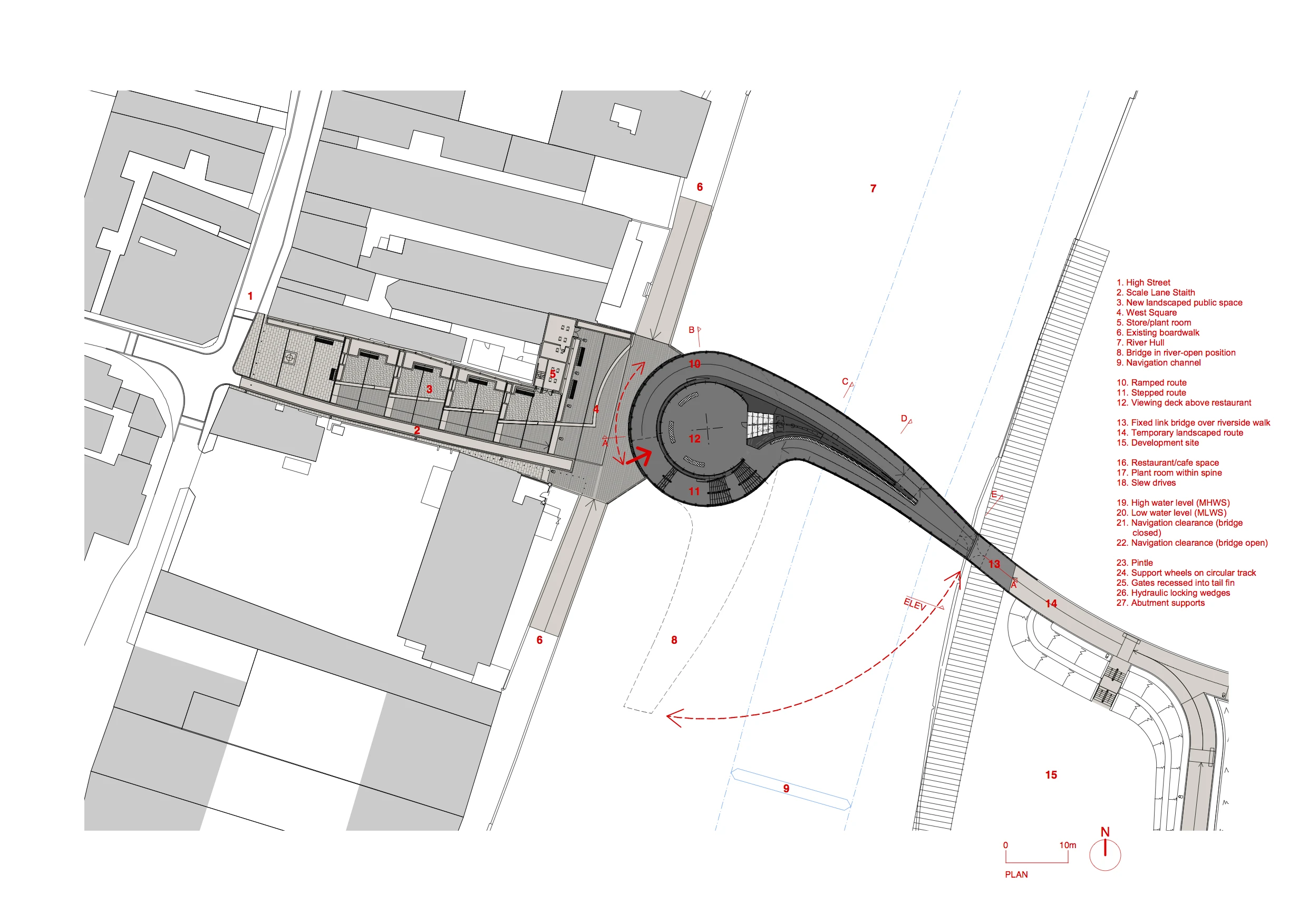 Architectural drawing of the River Hull Footbridge (Image: McDowell+Benedetti)