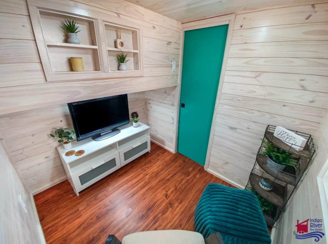 The Sandy tiny house's downstairs bedroom is going to be used as a home office by the owners