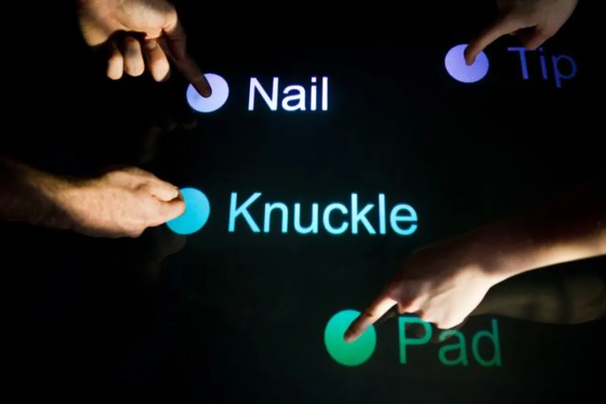TapSense is an experimental touchscreen system, that is able to tell the difference between different parts of the user's finger