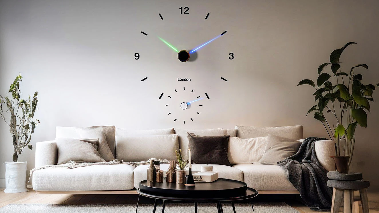 The Hubble Traveller: a giant multicolor light clock for any wall