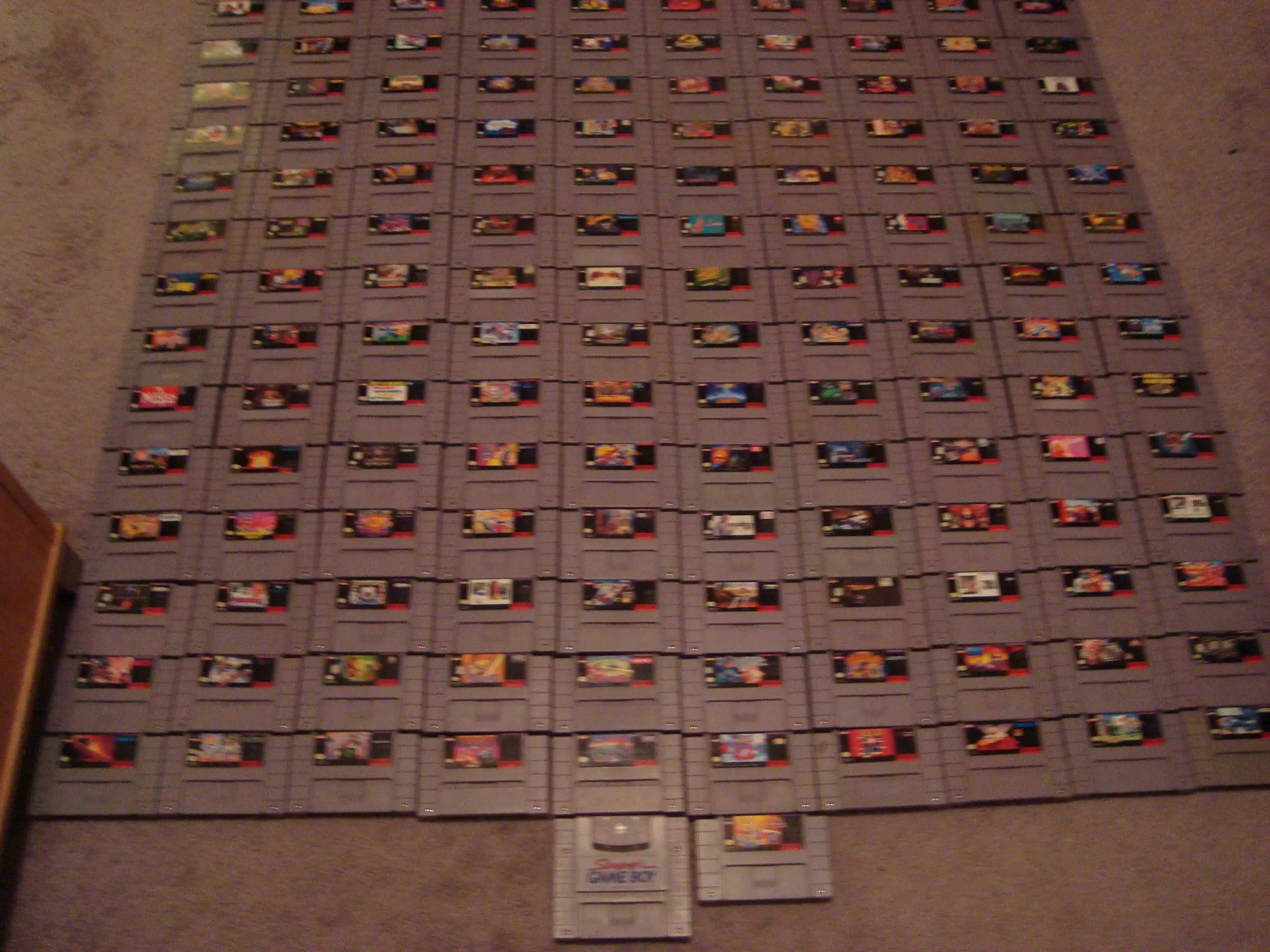 A ton of cartridges on display from this complete, $25,000 SNES collection