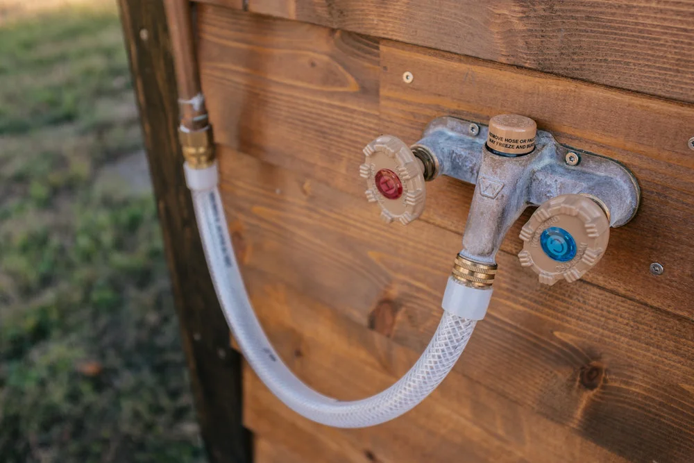 Closeup of the Silhouette's outdoor shower