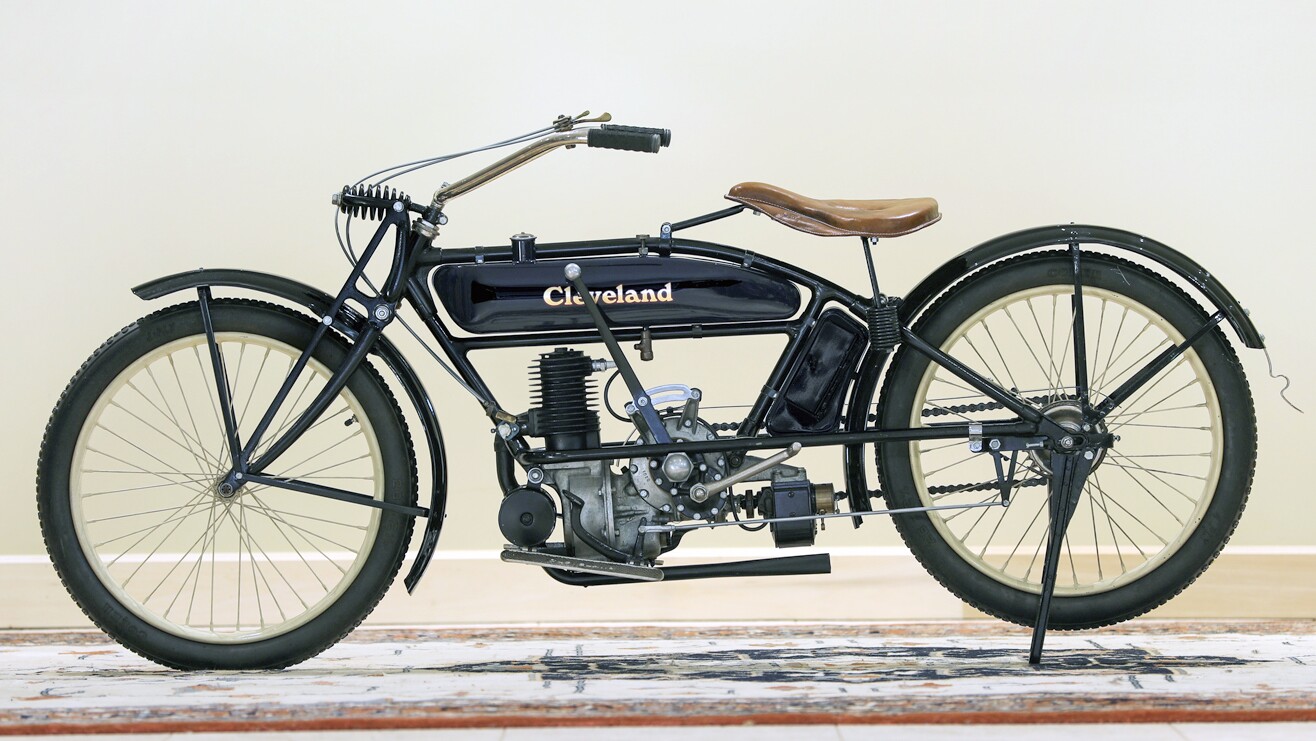 A slightly later example of the celebrated Cleveland two-stroke than the previously listed Cleveland above, this 1921 model sold for $26,400 against an estimate of $30,000 to $50,000. Official Auction Description