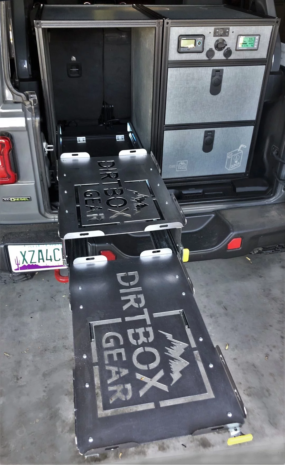 A look at the empty dual-slide module waiting for a fridge and stove