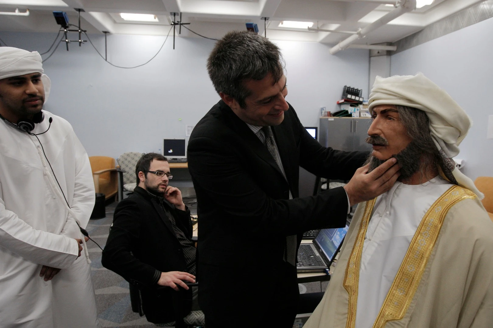 Dr Mavridis at work on Ibn Sina robot the world's first Arab-speaking humanoid robot