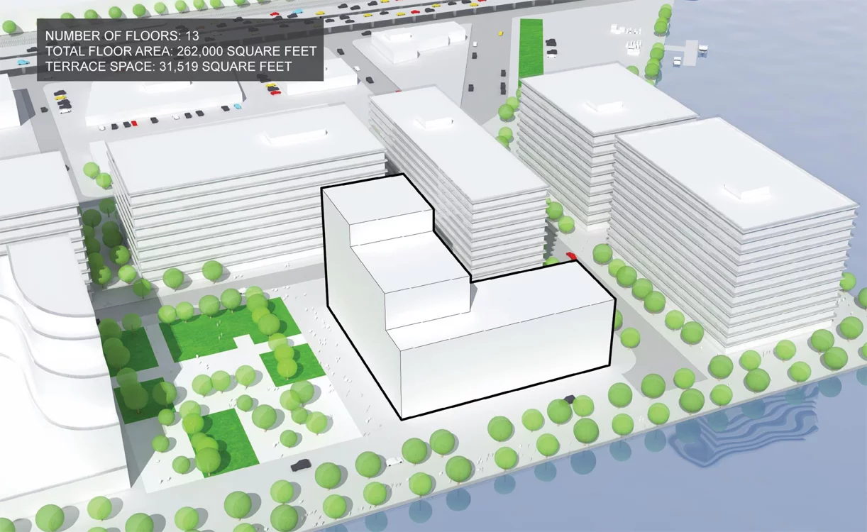Still in the proposal stage at present, the building is envisioned for Toronto's Bayside development