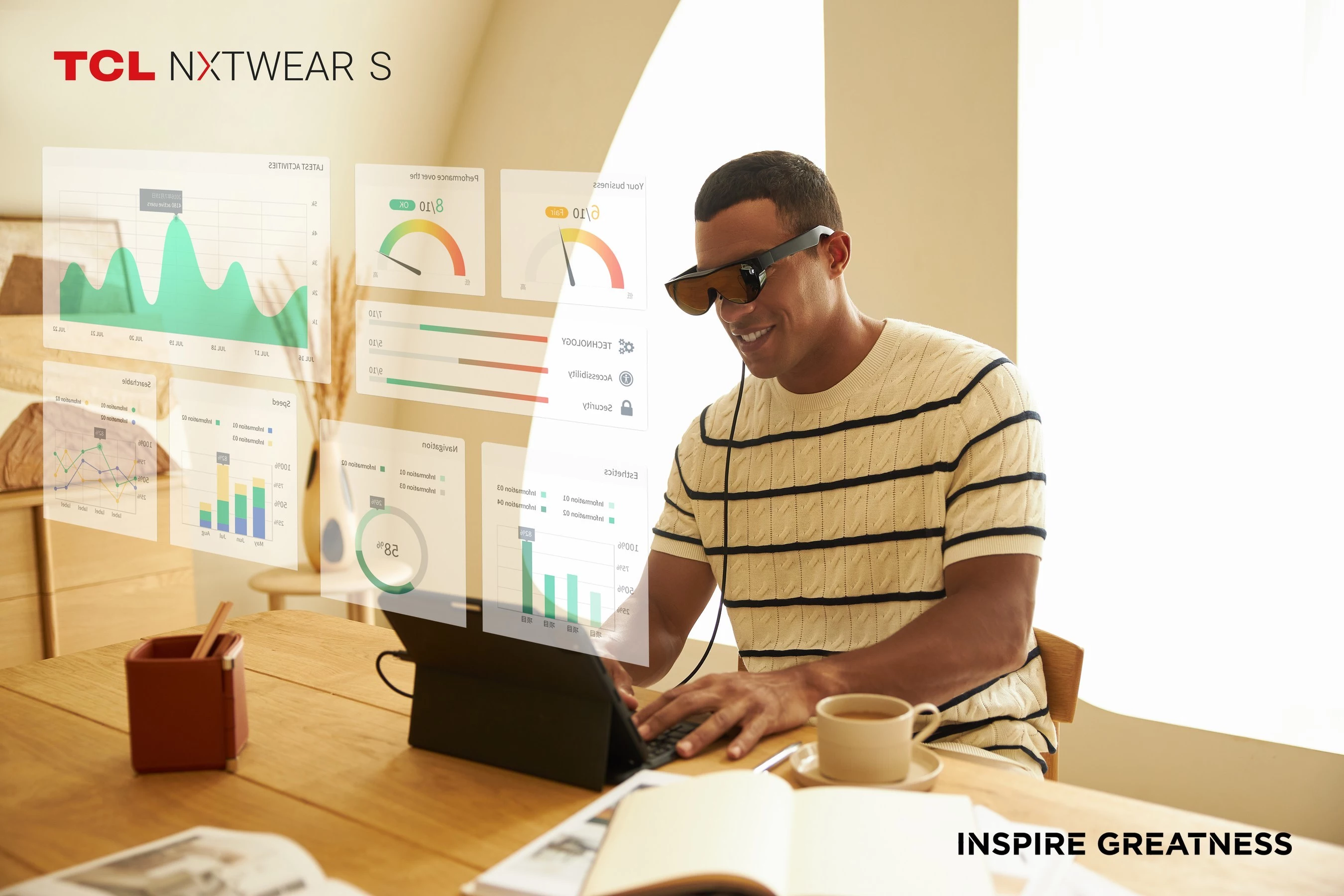 The NXTWEAR S wearable display glasses essentially present what's on a smartphone, tablet or laptop screen as a huge virtual display out in front of the wearer's eyes