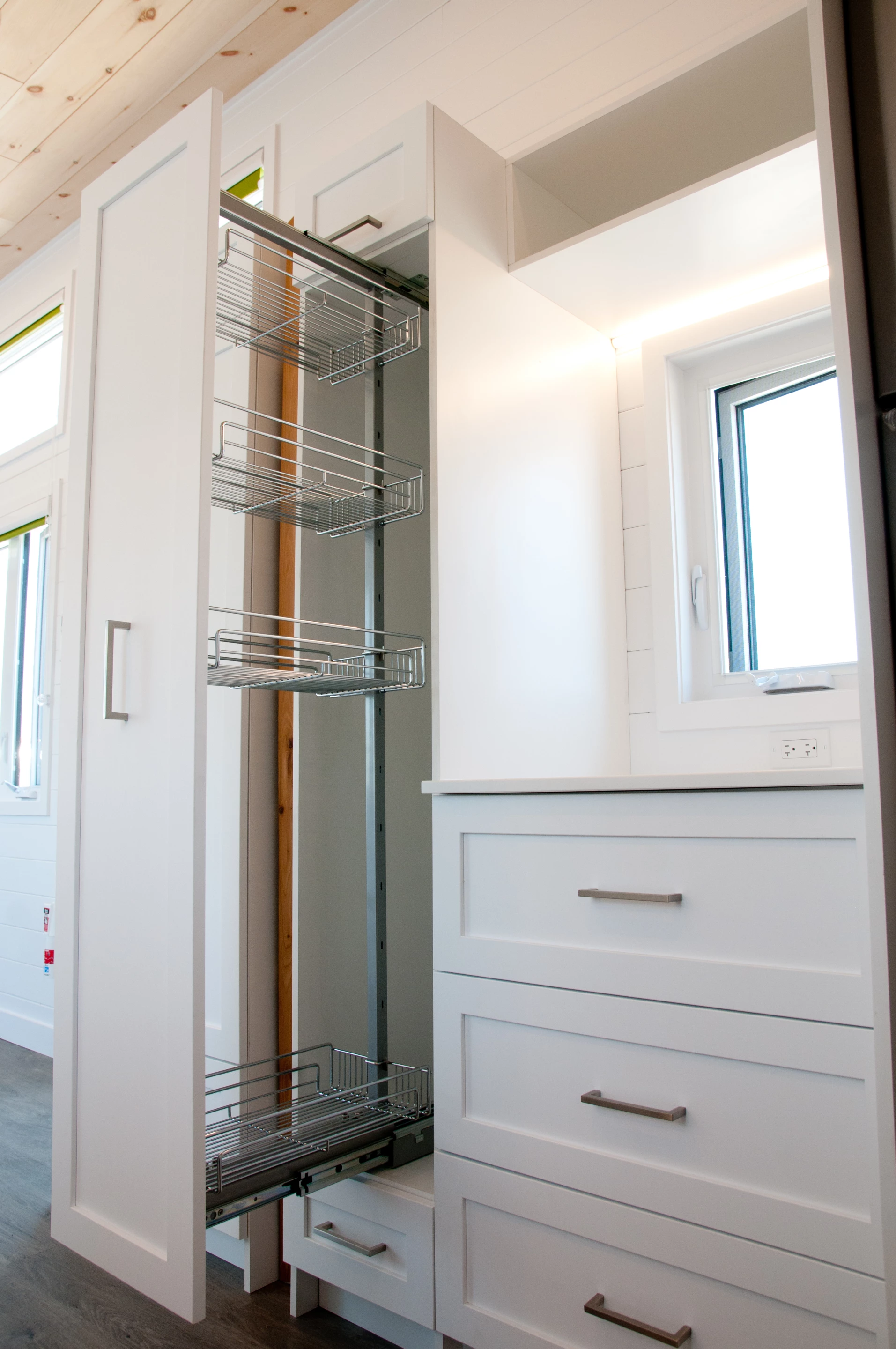 The Magnolia V5's kitchen has generous storage space, including a pull-out pantry
