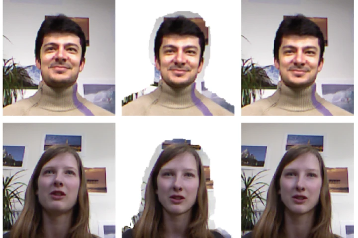 Software being developed at ETH Zurich isolates the foreground image and tilts the face to bring eye contact to video calling