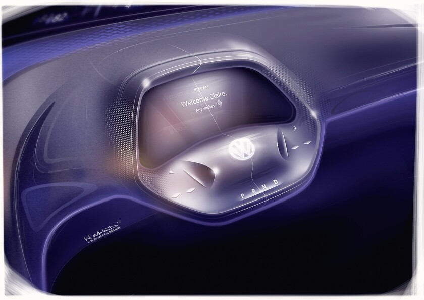 VW ID steering wheel retracted for autonomous Pilot ID mode