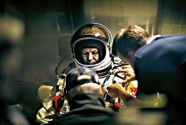 Baumgartner in his protective suit