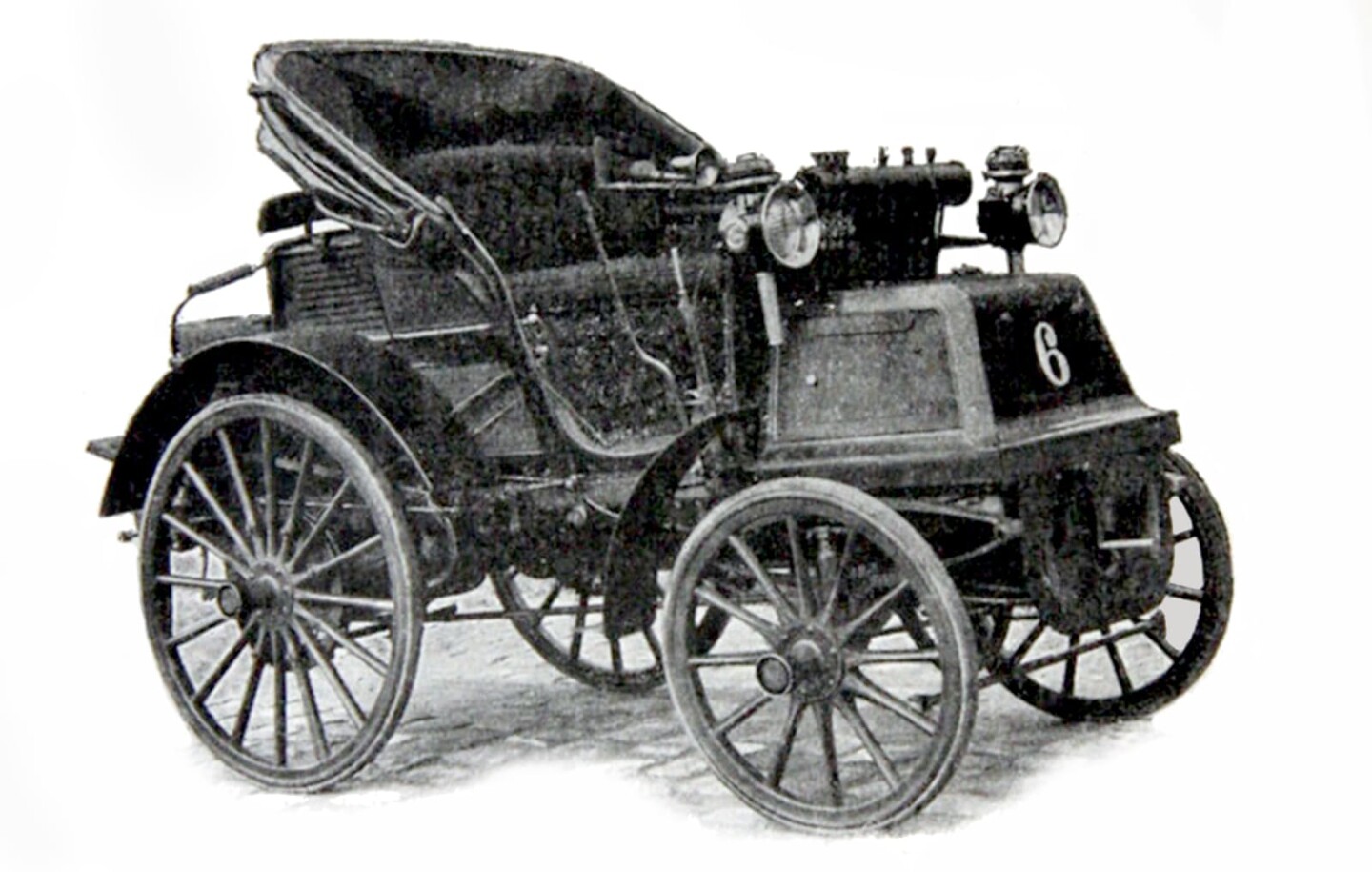 The epic ten-day, 1,710 km Paris–Marseille–Paris race of February 1896 was won by a 2.4 liter 8 horsepower Panhard & Levassor at an average speed of 15.69 mph (25.25 km/h).