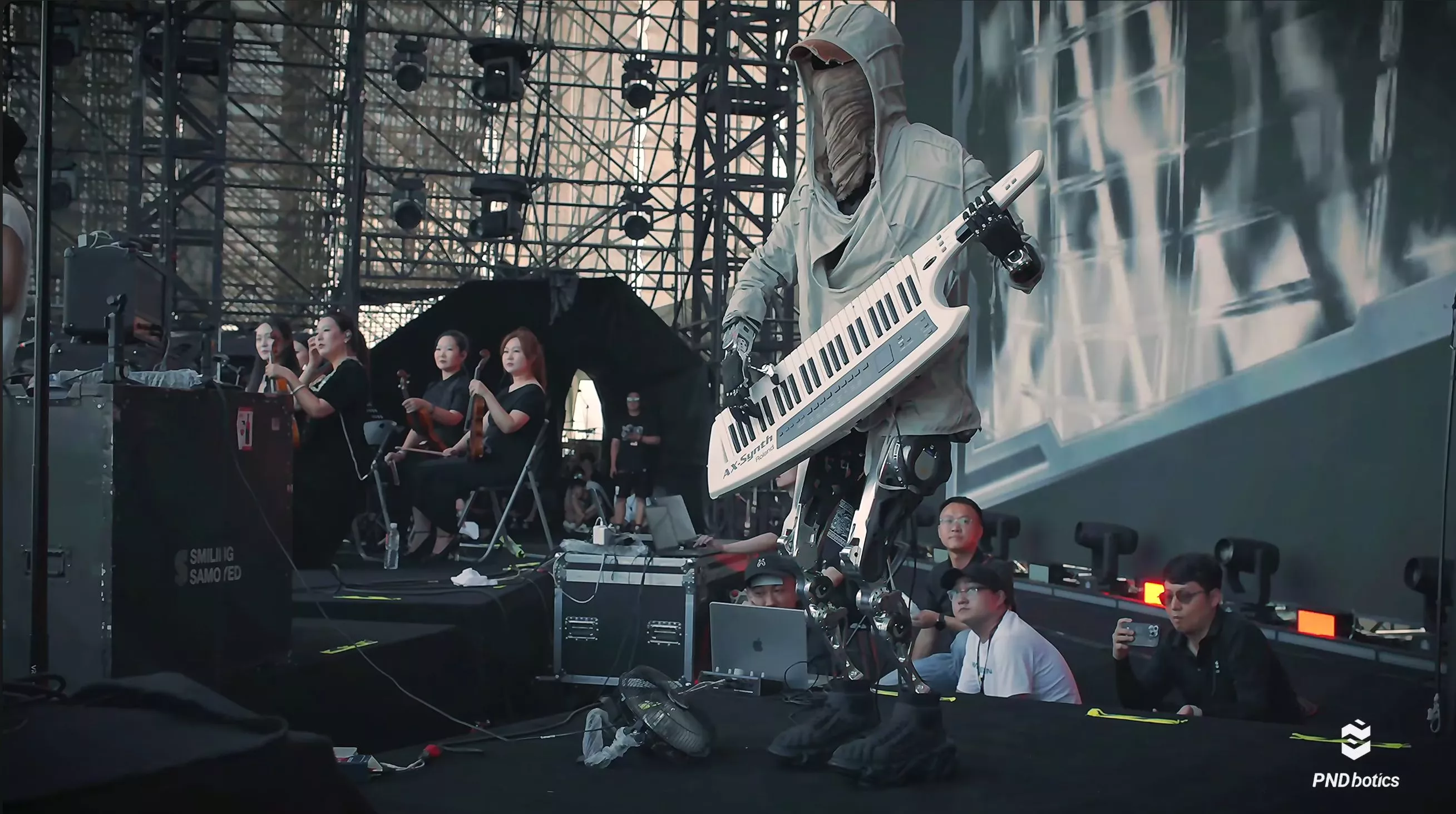 Adam's keytar performance with PNDbotics developers on hand to ensure everything went smoothly