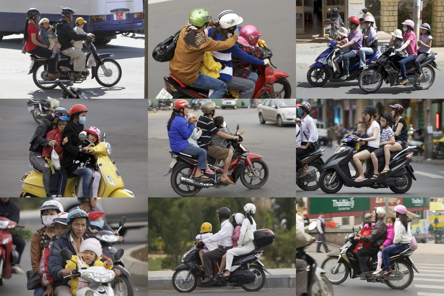 These pictures were taken in Vietnam, Thailand, Laos and Cambodia and indicate the many uses people find for the humble scooter in developing countries