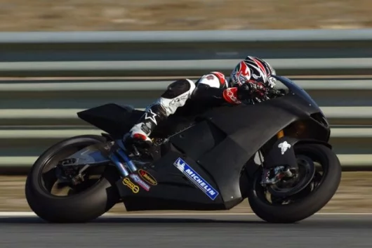 McCoy in one of his characteristic high speed slides on the Ilmor during testing