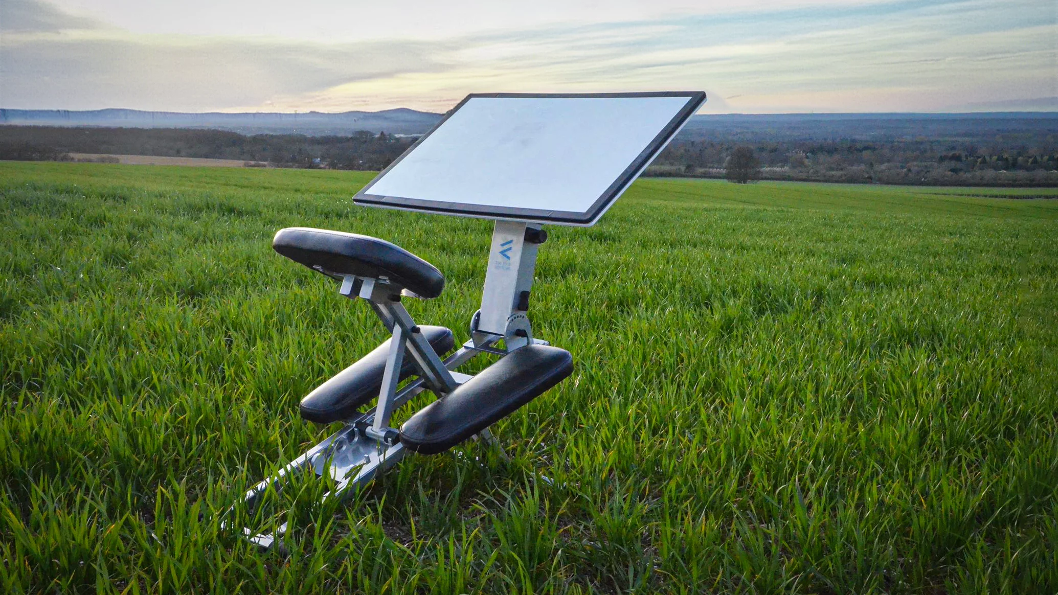 Work anywhere: this fold-up, rollable desk/chair arrangement makes the world your office