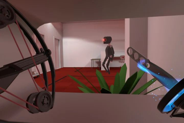 Creeping up on an evil robot in indie SteamVR title Budget Cuts