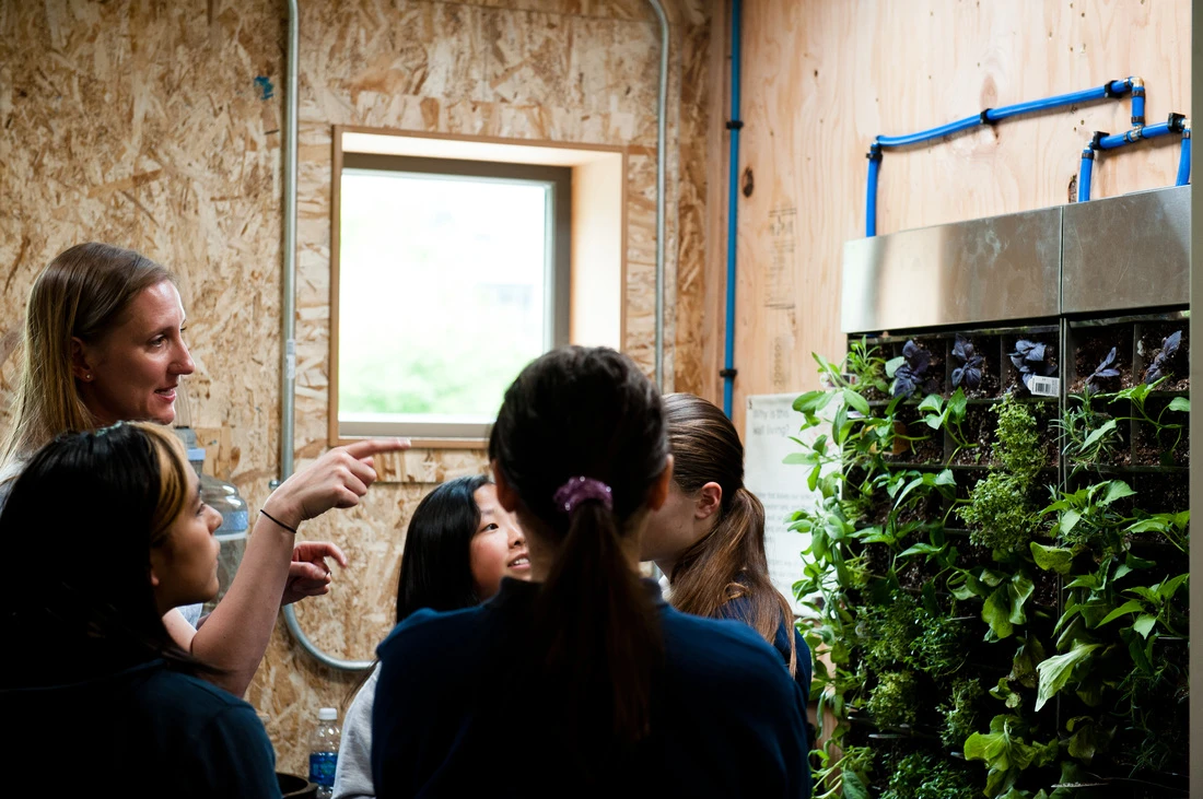 SEED's Stacy Smedley with children in the Living Laboratory