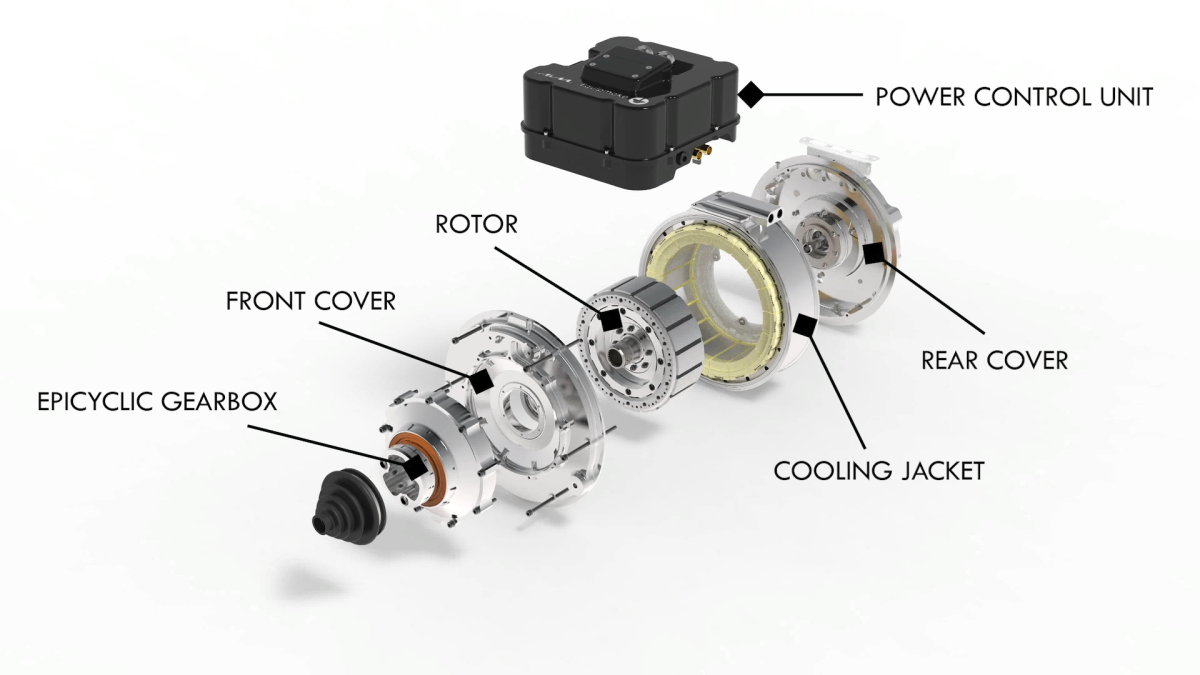 Equipmake's spoke motor design – exploded and labeled