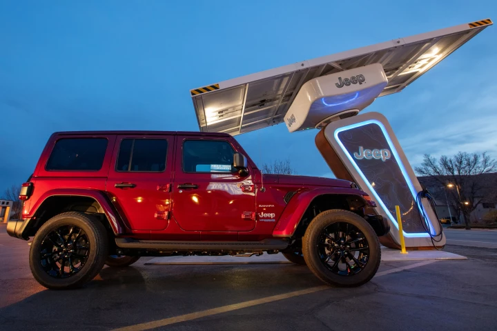 The buildout of Jeep's trailhead charger network coincides with the launch of the 2021 Wrangler 4xe plug-in hybrid