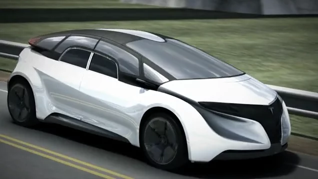 A 3D rendering of the Tesla IED Eye concept car