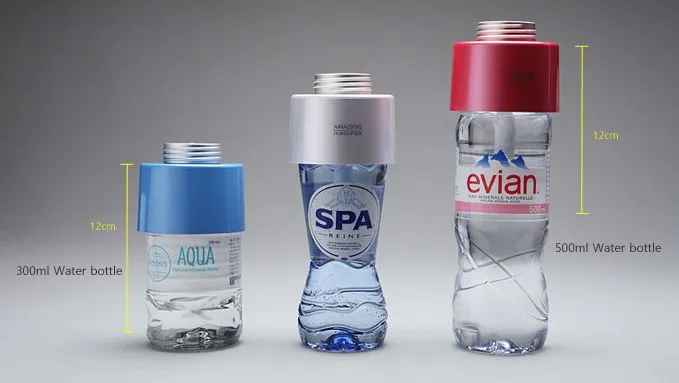 The Amazing Humidifier works with a variety of water bottle shapes and sizes