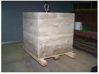'Green' research at Louisiana Tech has resulted in new geopolymer concrete technology, like this 5,000lb concrete block cast using fly ash