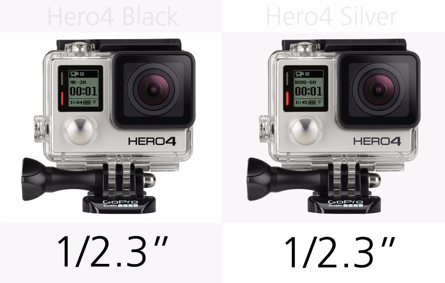 GoPro Hero4 Black and GoPro Hero4 Silver sensor size
