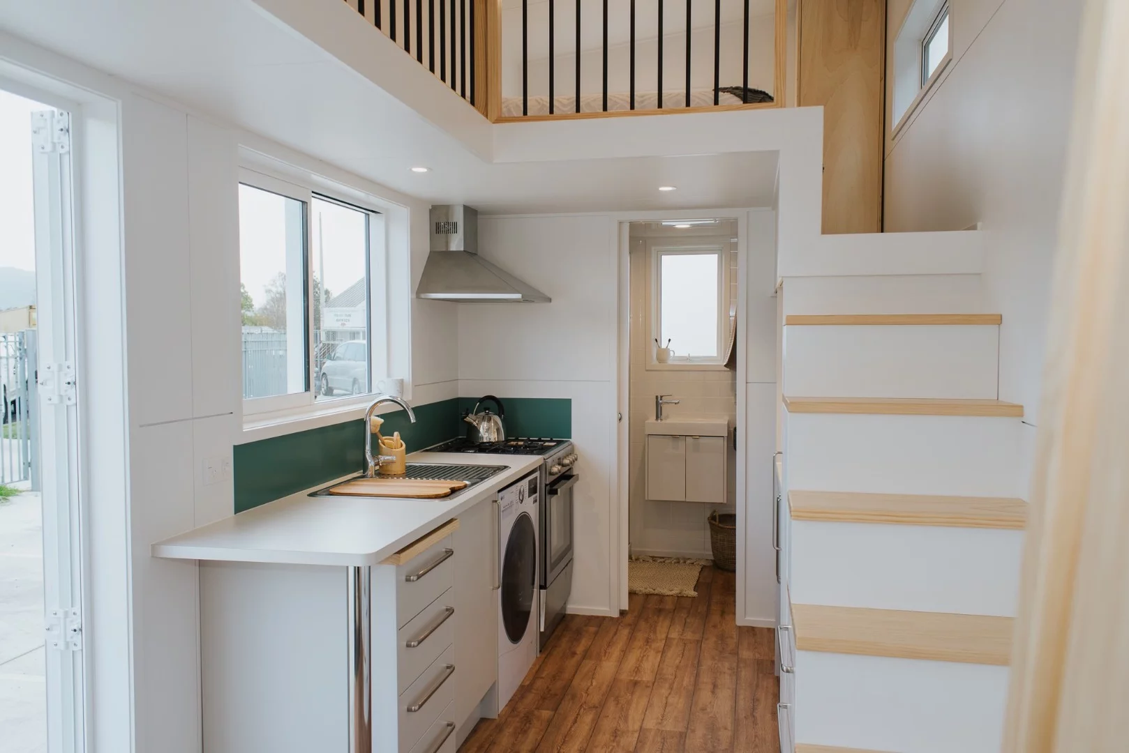 View towards the Dance Tiny House's bathroom