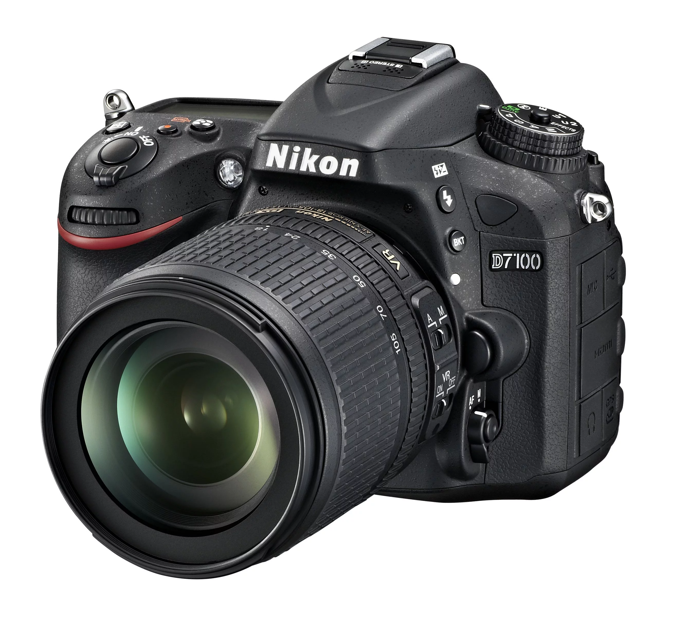 Though there's no built-in wireless capabilities, the Nikon D7100 is compatible with the optional WU-1a Mobile Adapter