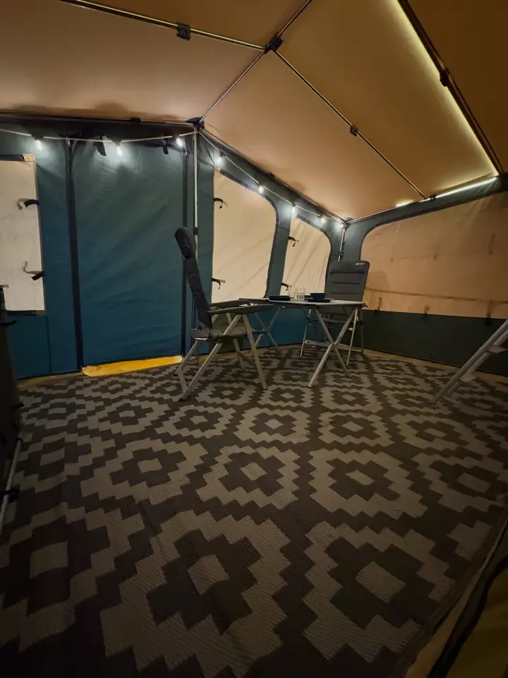 Inside the Eck-Oh living space tent
