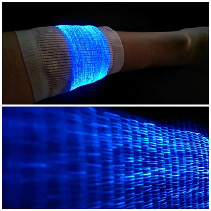 In its current prototype form, the fabric radiates blue light at lower intensities than 30 microwatts per sq cm, but the EMPA scientists behind it say boosting the intensity shouldn't be too complicated