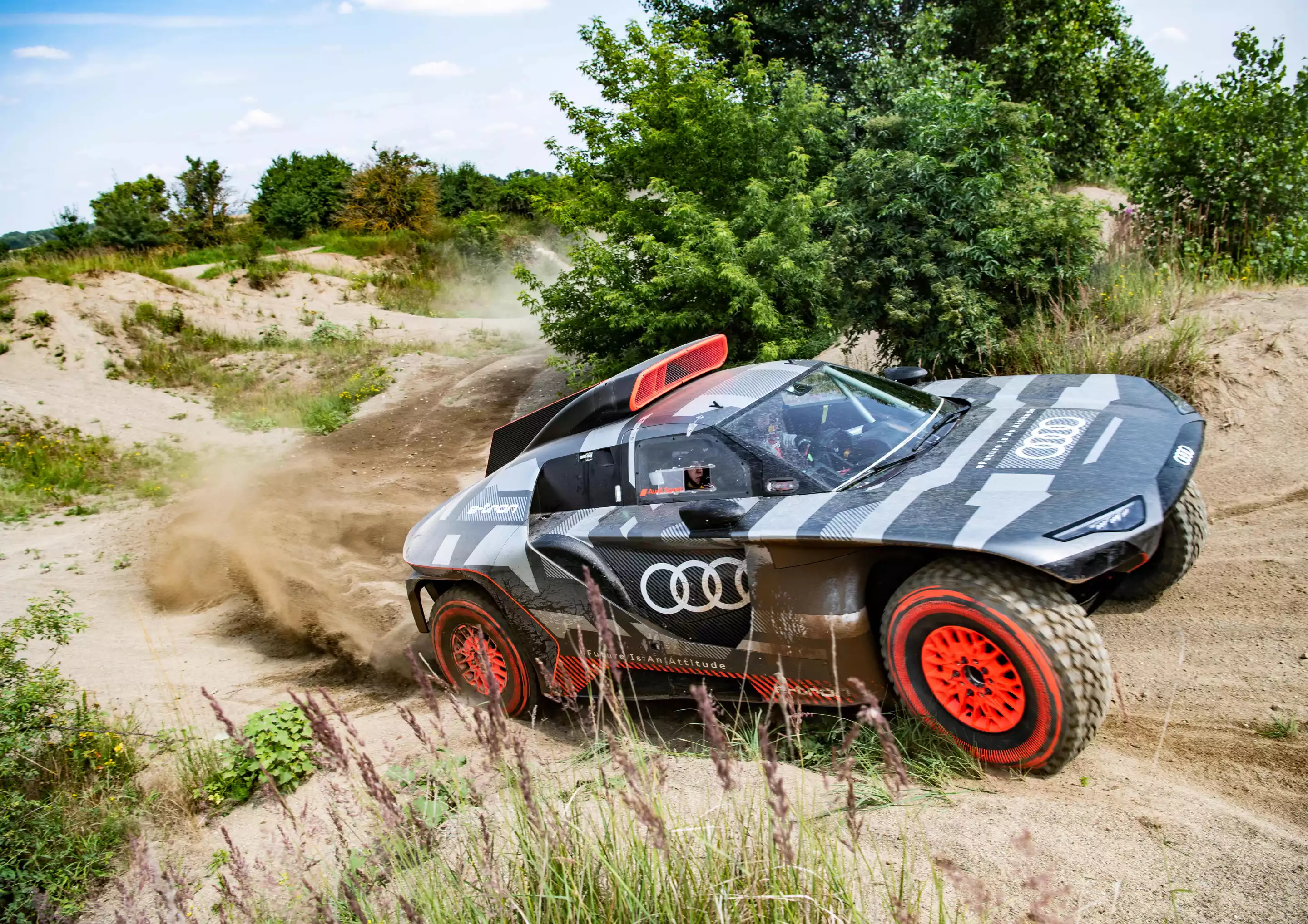 The Audi RS Q e-tron prepares for Dakar