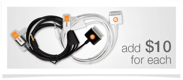 The optional 30-pin to 3.5 mm + USB converter