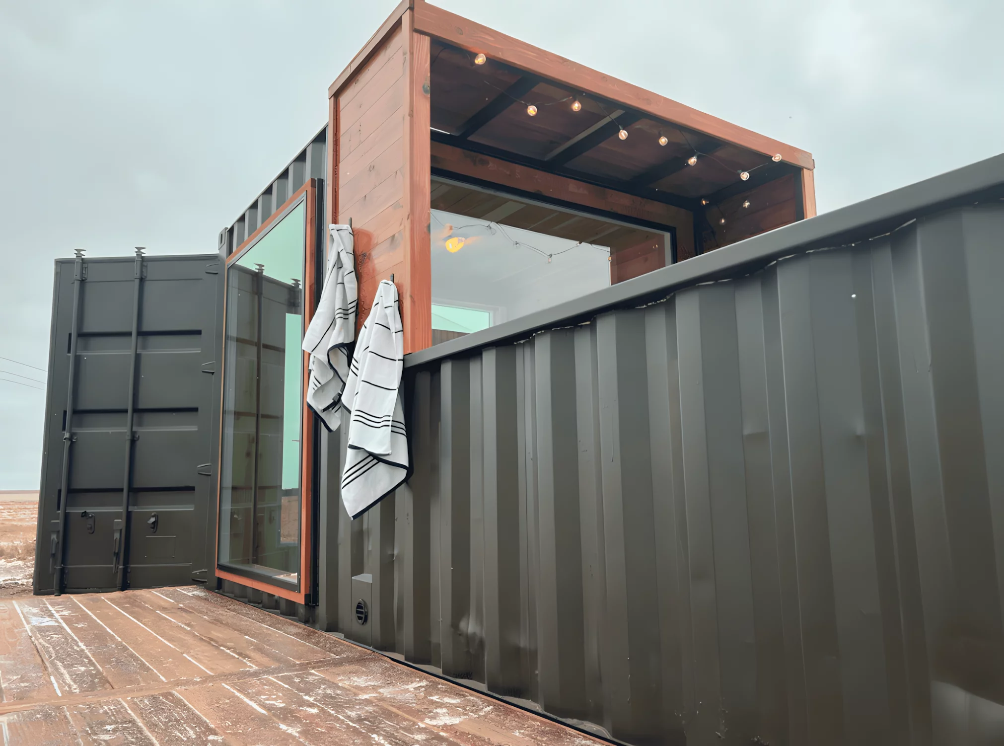 The SaunaPlunge Container is built from a standard 20-ft (6-m)-long shipping container