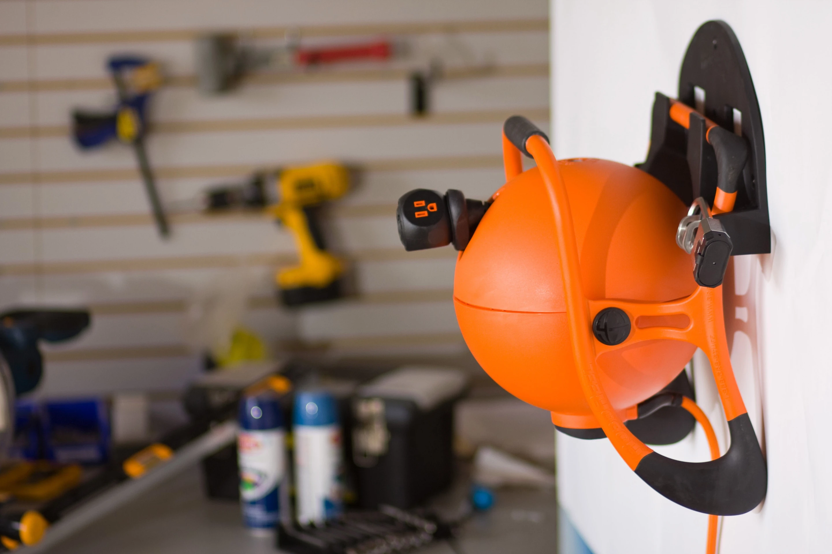 Using an optional mount, the RoboReel can be located on a wall