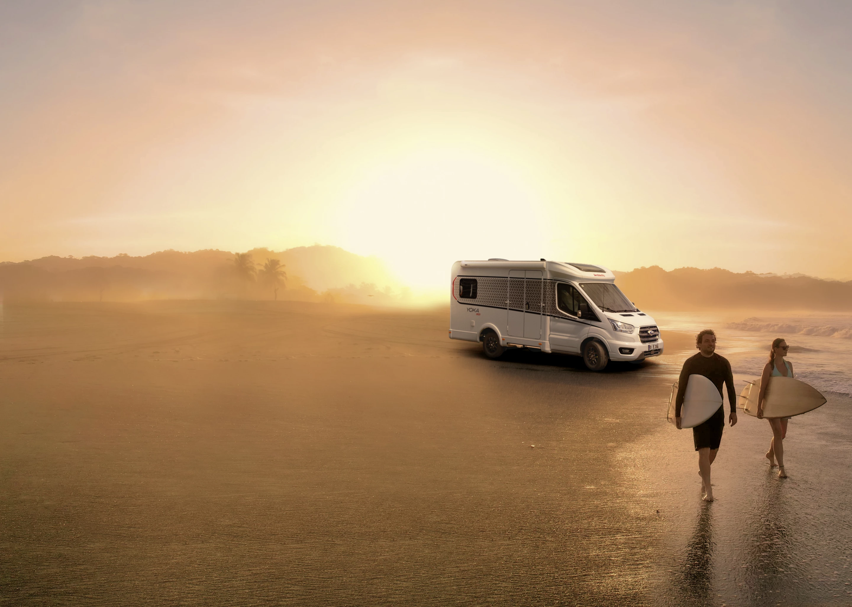 We don't recommend parking that close to the breaks, but the Yoka Go is meant to park near the action before chasing down waves, trails, snow or whatever it is you're after
