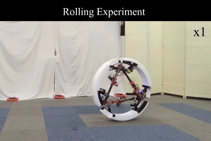 The Delta drone in rolling-wheel mode