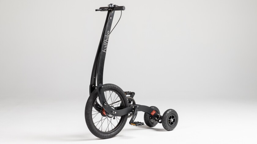 The Halfbike 3 weighs a claimed 19. 5 lb (9 kg), and can handle riders weighing up to 210 lb (95 kg)
