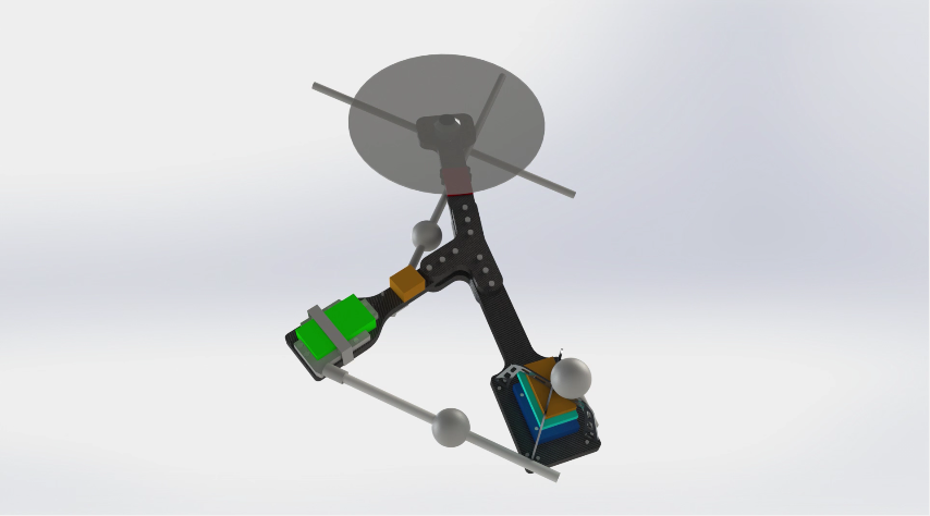 The engine driving the propellor at the top is the drone's only moving part