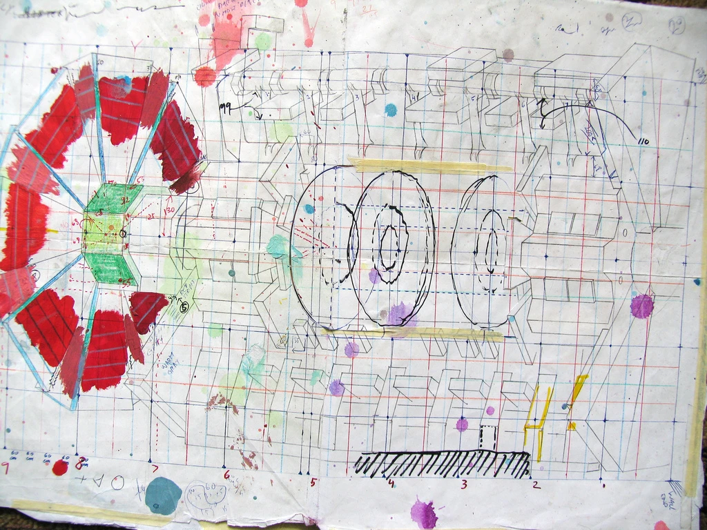 Early design sketches for Kristofoletti's early ATLAS mural for the Redux Contemporary Art Center in Charleston, South Carolina (Photo: J. Kristofoletti)