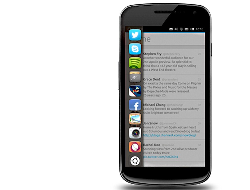 Swiping from the left activates the app launcher