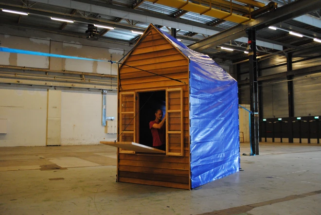 Hangout's window-table folds down inside or out