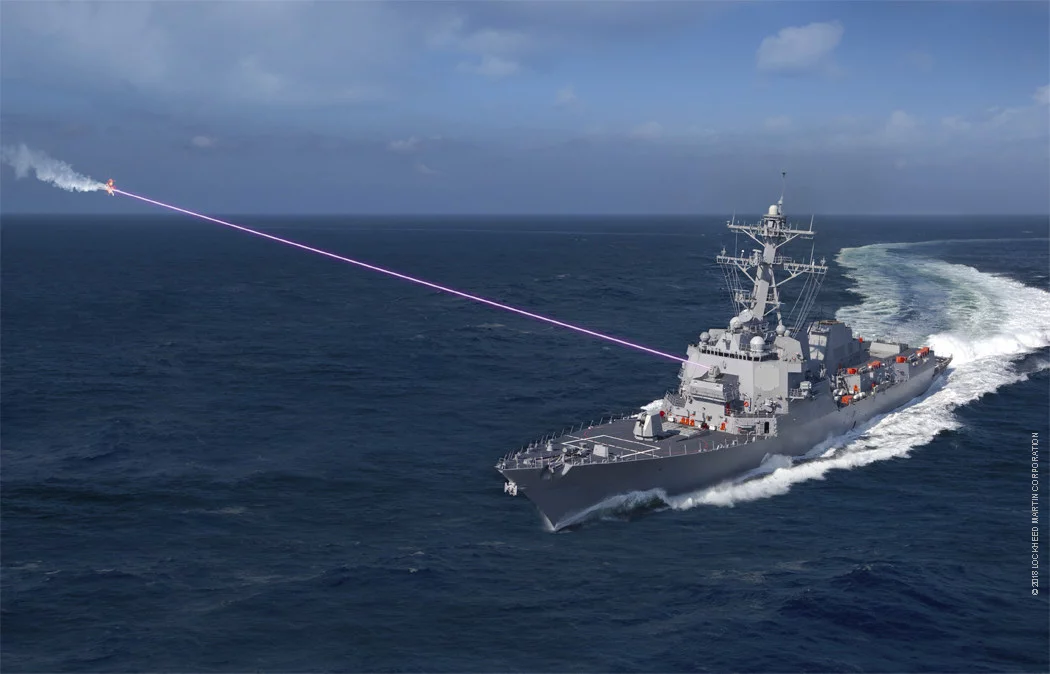 Artist's concept of a ship-mounted laser weapon